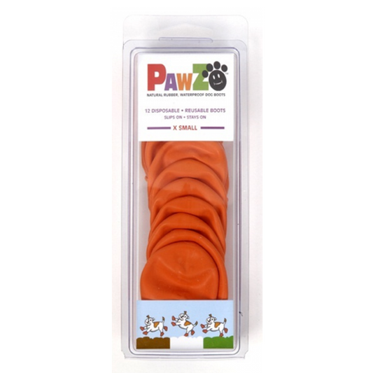 Pawz - Rubber Dog Boots - ORANGE - XSMALL - Up to 5CM (2in) - 12PK