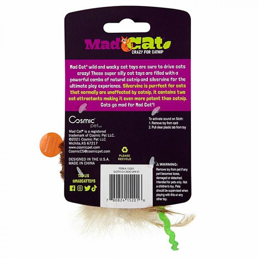 Mad Cat - Sloth-O-Cado Cat Toy - 8CM (3in) Tall - 2PK