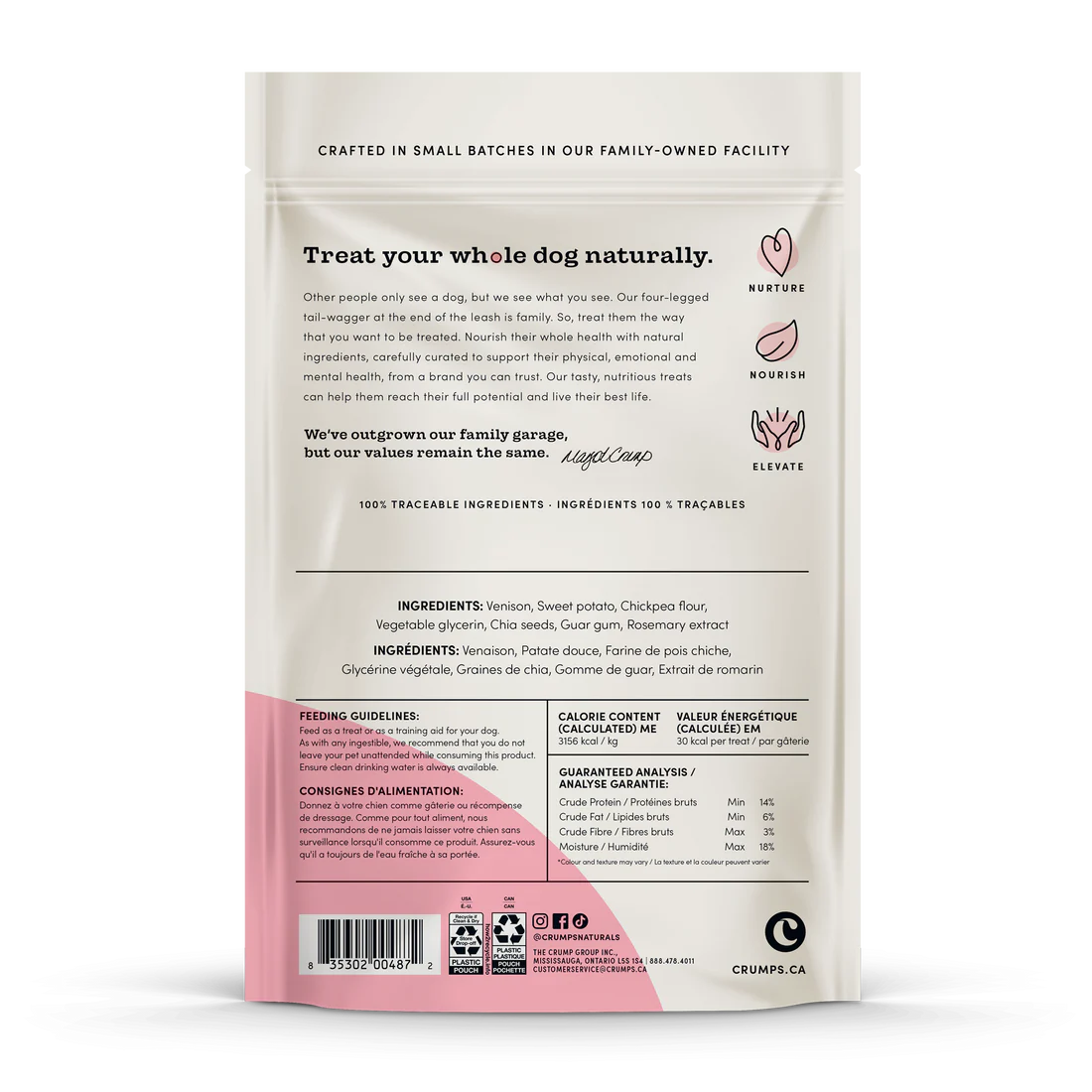 LocalID_70666 Crumps' Naturals - VENISON Jerky with CHIA SEEDS Dog Treat - 158GM (5.6oz)
