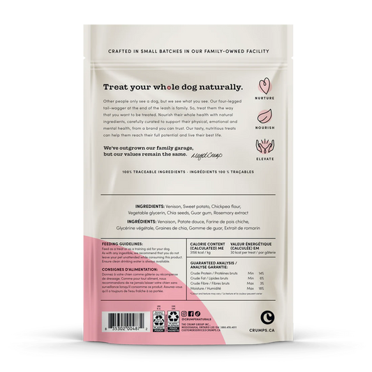 LocalID_70666 Crumps' Naturals - VENISON Jerky with CHIA SEEDS Dog Treat - 158GM (5.6oz)