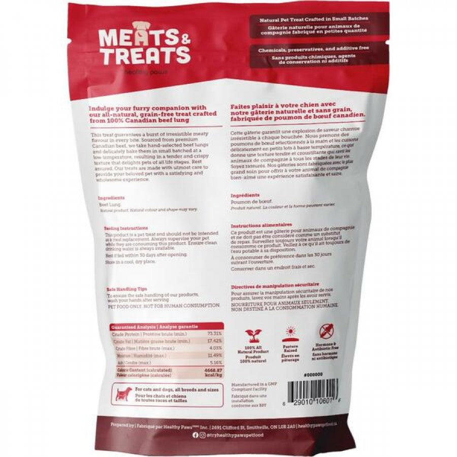 Healthy Paws - Dehydrated BEEF LUNG Dog Treat - 75GM (2.64oz)