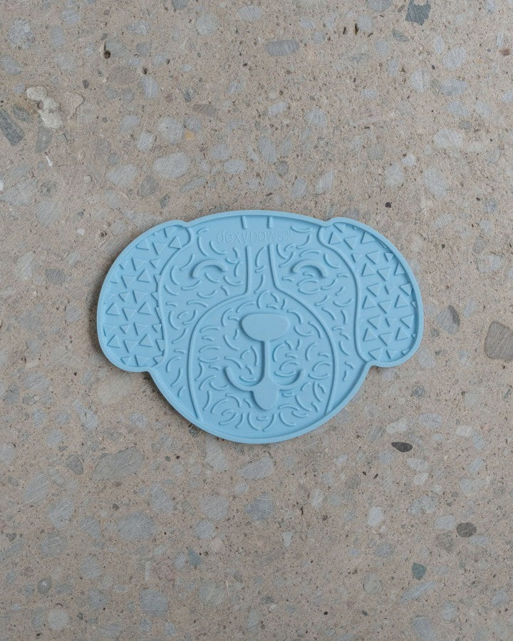LocalID_65951 Dexypaws - Dog Lick Mat - BLUE DOG FACE - 22.5 x 16 x 1CM (9x6.5x.5in)
