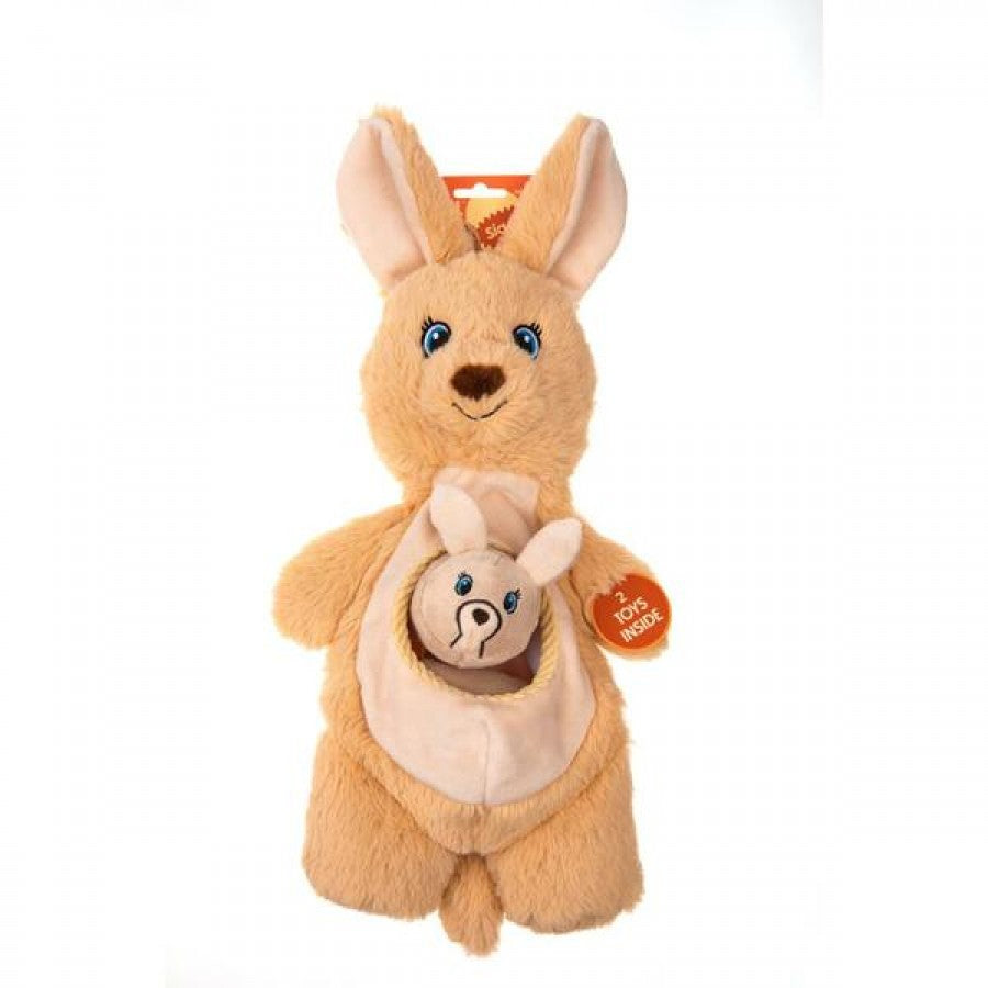 LocalID_69372 Growl - Sidekicks Kangaroo Dog Toy - BROWN - 35.5CM (14in)