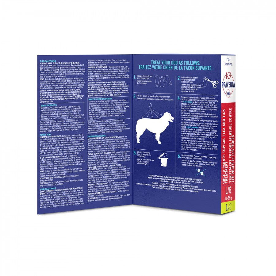 LocalID_71260 Parapet - K9 Praventa 360 Flea & Tick Treatment - LARGE Dogs 11 to 25KG - 1 Tube