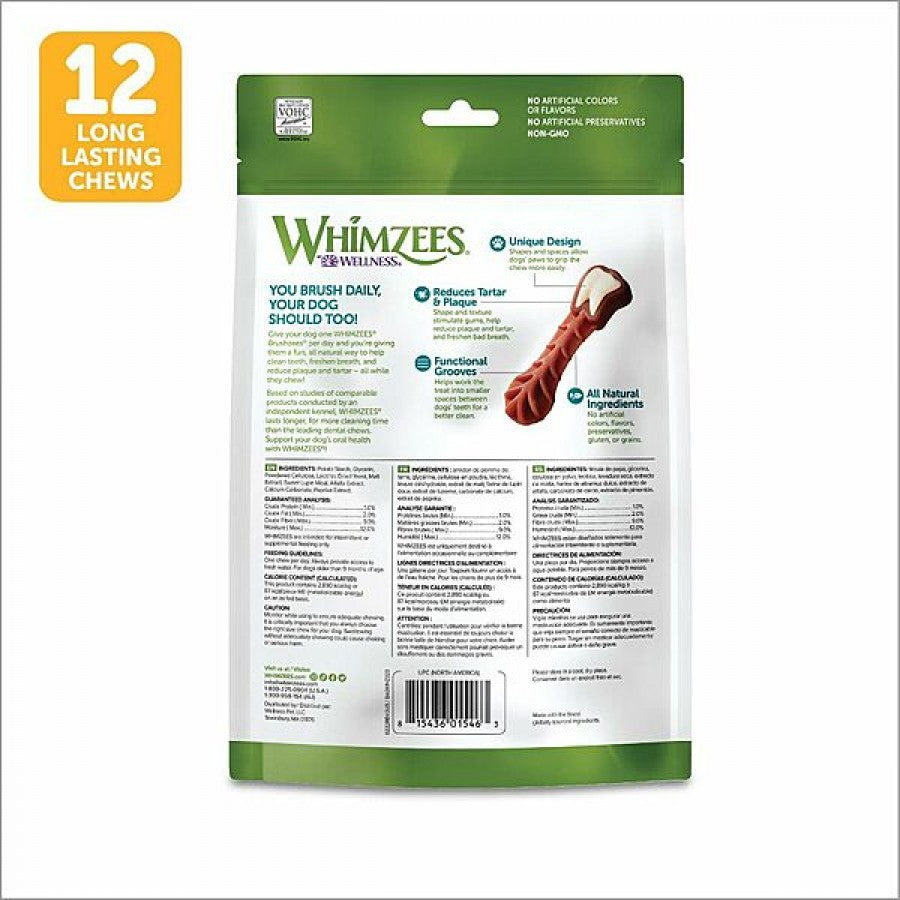 Whimzees - Brushzees Dog Chew - MEDIUM - 360GM (12.7oz) - 12PK