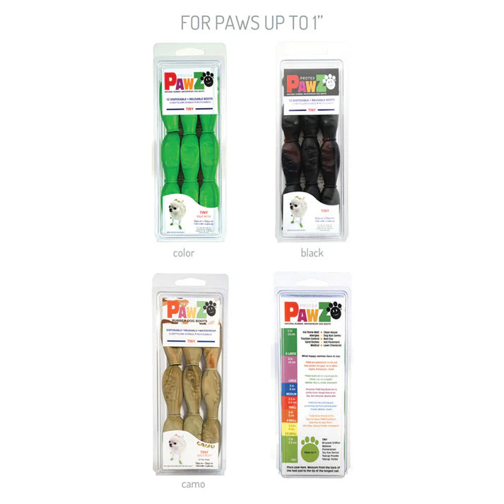 Pawz - Rubber Dog Boots - APPLE GREEN - TINY - Up to 2.5CM (1in) - 12PK