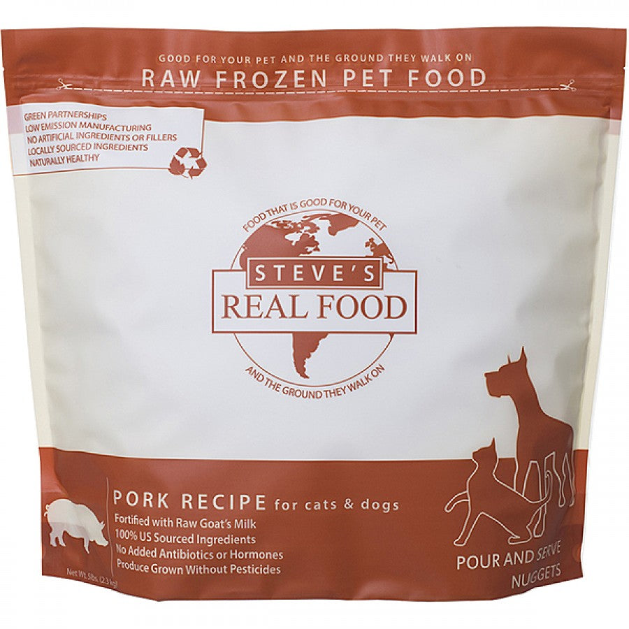 *S.O. - Up to 2 Week Wait* Steve's Real Food - Frozen - Nuggets PORK Dog & Cat Raw Food - 2.3KG (5lb)