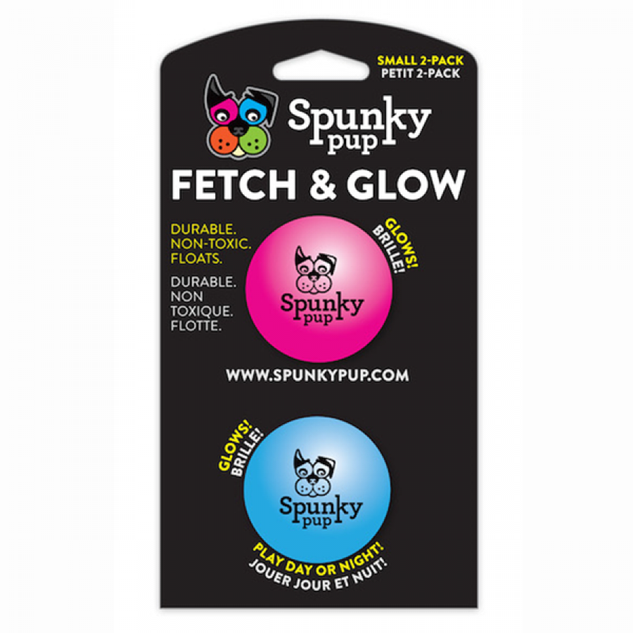 Spunky Pup - Fetch & Glow Ball Dog Toy - SMALL - 5CM (2in) - 2PK