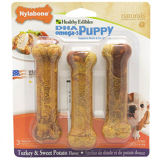 Nylabone - Healthy Edibles TURKEY and SWEET POTATO Dog Chew - SMALL - 141GM (4.9oz) - 3PK