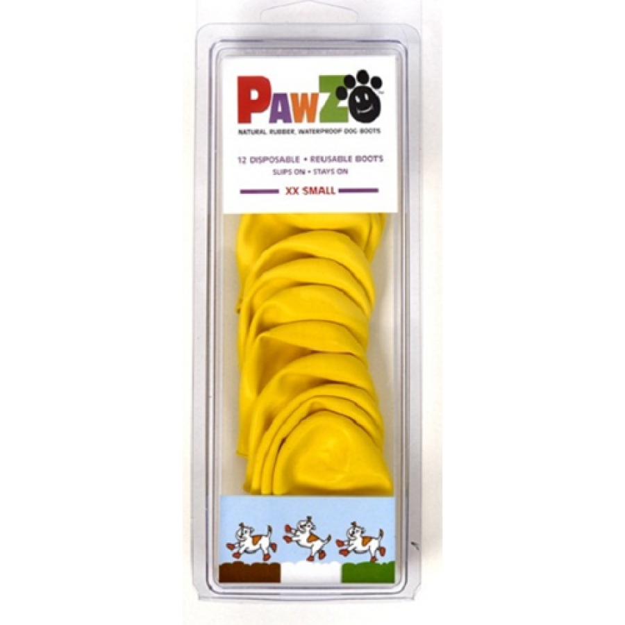 Pawz - Rubber Dog Boots - YELLOW - XXSMALL - Up to 4CM (1.5in) - 12PK