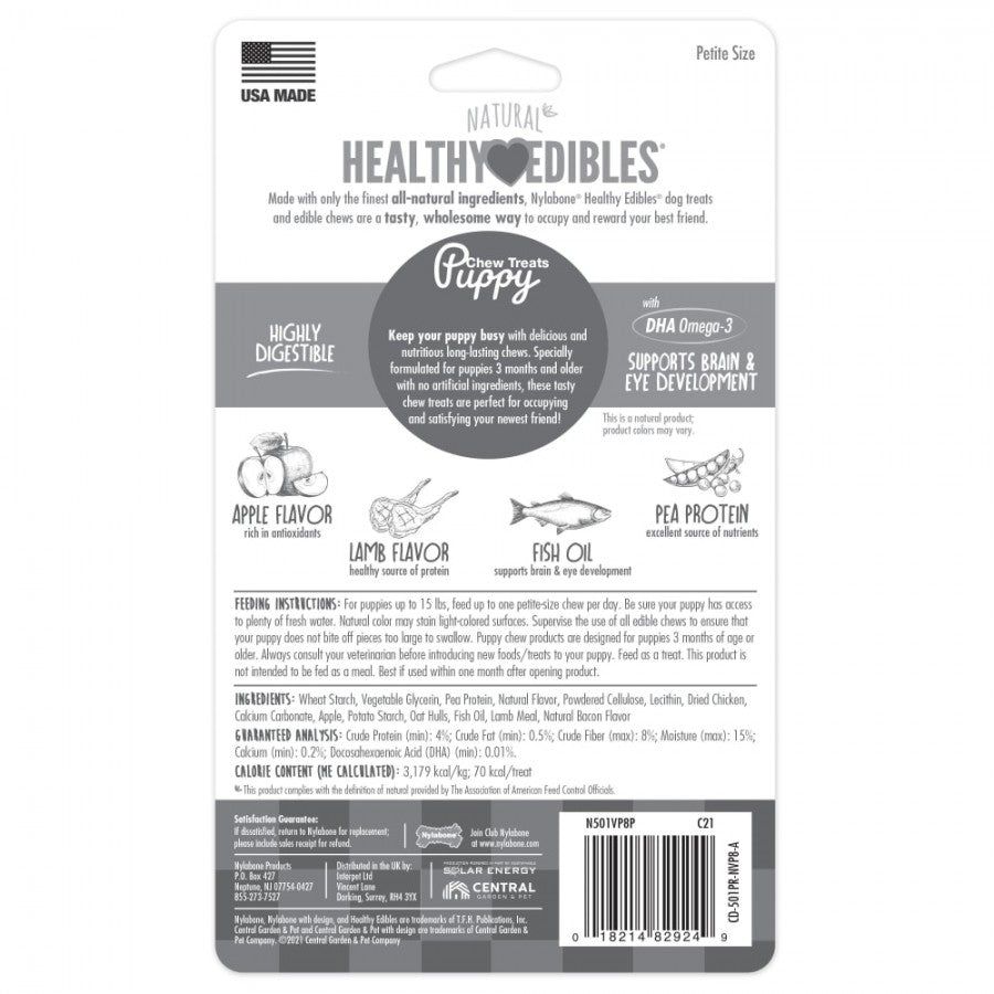 LocalID_68650 Nylabone - Healthy Edibles LAMB and APPLE Dog Chew - SMALL - 141GM (4.9oz) - 3PK