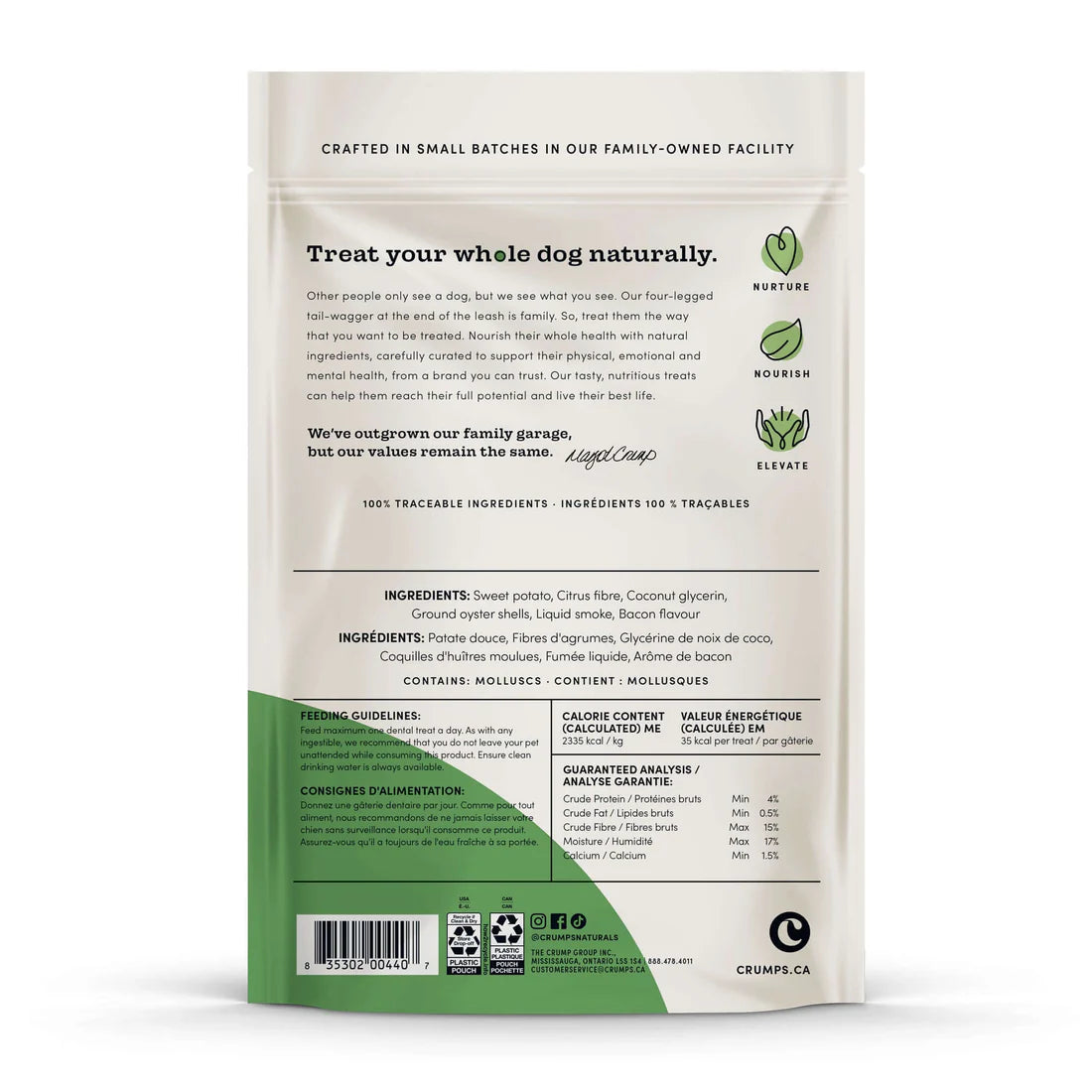 LocalID_68054 Crumps' Naturals - Dog Plaque Busters with BACON Dog Treat - 9CM (3.5in) - 255GM (9oz) - 18PK