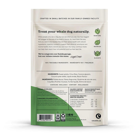 LocalID_68054 Crumps' Naturals - Dog Plaque Busters with BACON Dog Treat - 9CM (3.5in) - 255GM (9oz) - 18PK