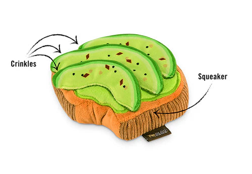 LocalID_70064 PLAY - Barking Brunch - Avo-doggo Toast Dog Toy - 13CM (5in)