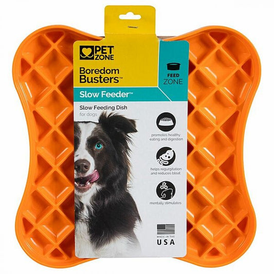 Pet Zone - Boredom Busters Indulge Slow Feeder/Lick Mat - ORANGE - LARGE - 30CM (12in)