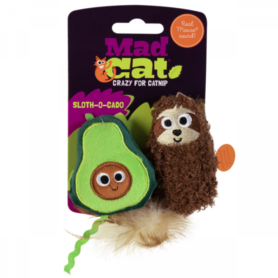 Mad Cat - Sloth-O-Cado Cat Toy - 8CM (3in) Tall - 2PK