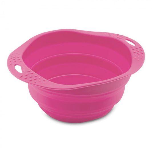 Beco Pets - Silicone Travel Bowl - PINK - MEDIUM - 0.75L