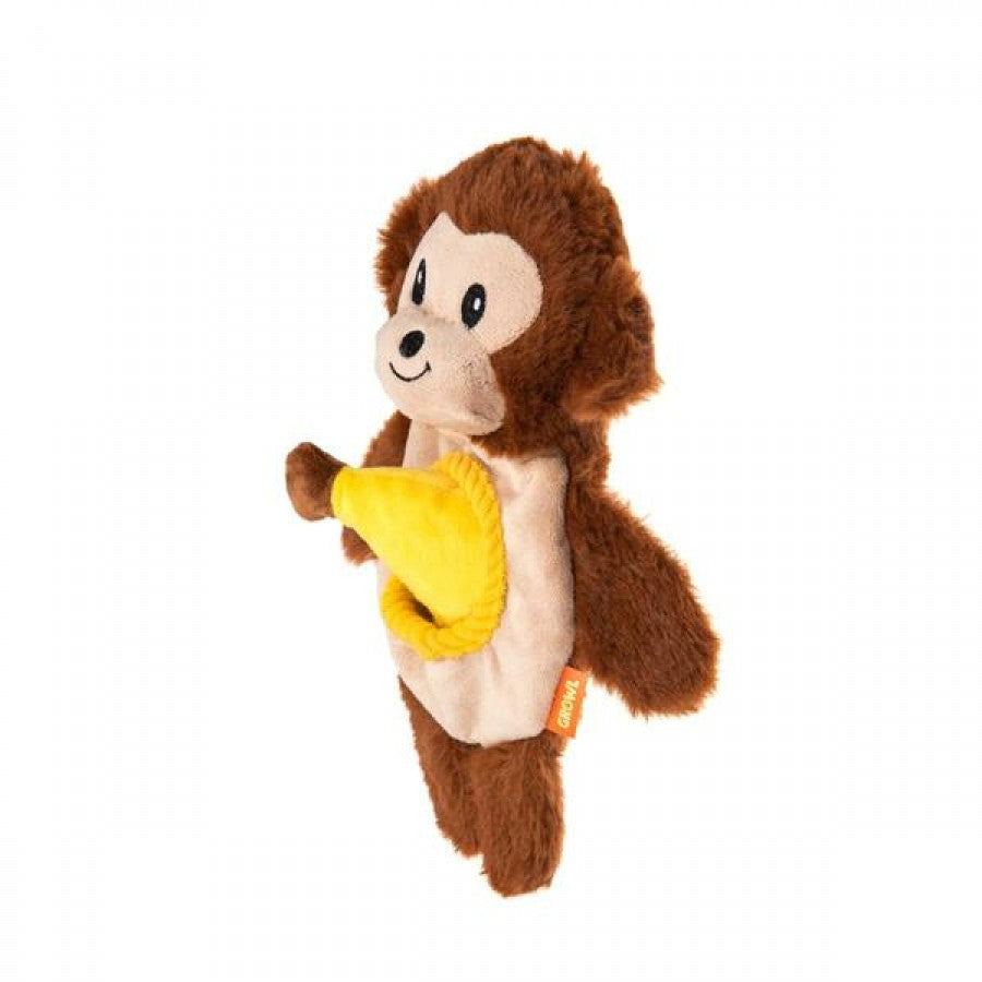 Growl - Snackerz Monkey Dog Toy - BROWN - 25CM (9.7in)