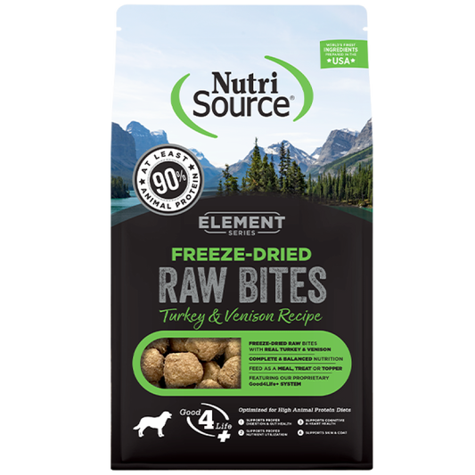 *S.O. - Up to 3 Week Wait* NutriSource - Element FD Raw Bites TURKEY and VENISON Dog Food - 70GM