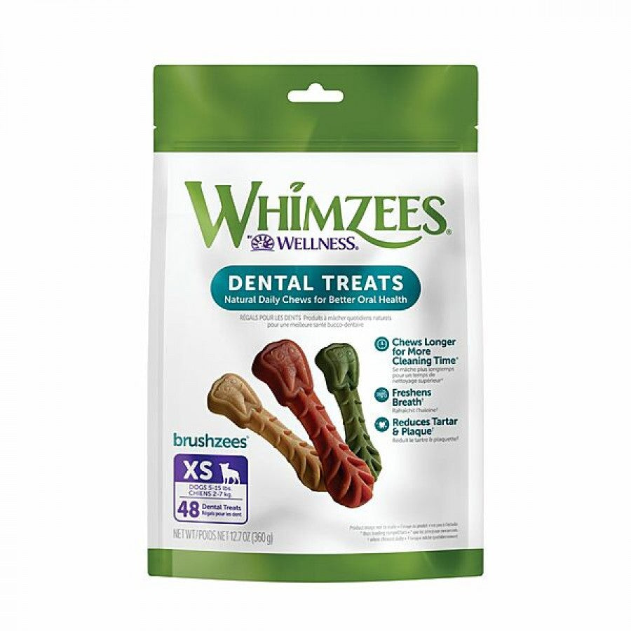 Whimzees - Brushzees Dog Chew - XSMALL - 360GM (12.7oz) - 48PK