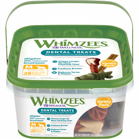 *S.O. - Up to 2 Week Wait* Whimzees - VARIETY PACK Dental Chews - MEDIUM - 840GM (1.85lb) - 28PK