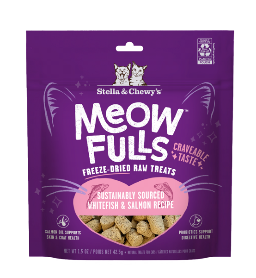Stella & Chewys, Meowfulls WHITEFISH & SALMON Cat Treats, 42.5GM (1.5oz)