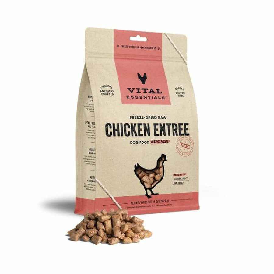 Vital Essentials - Freeze Dried Raw CHICKEN ENTREE Mini Nibs Dog Food - 396.9GM (14oz)