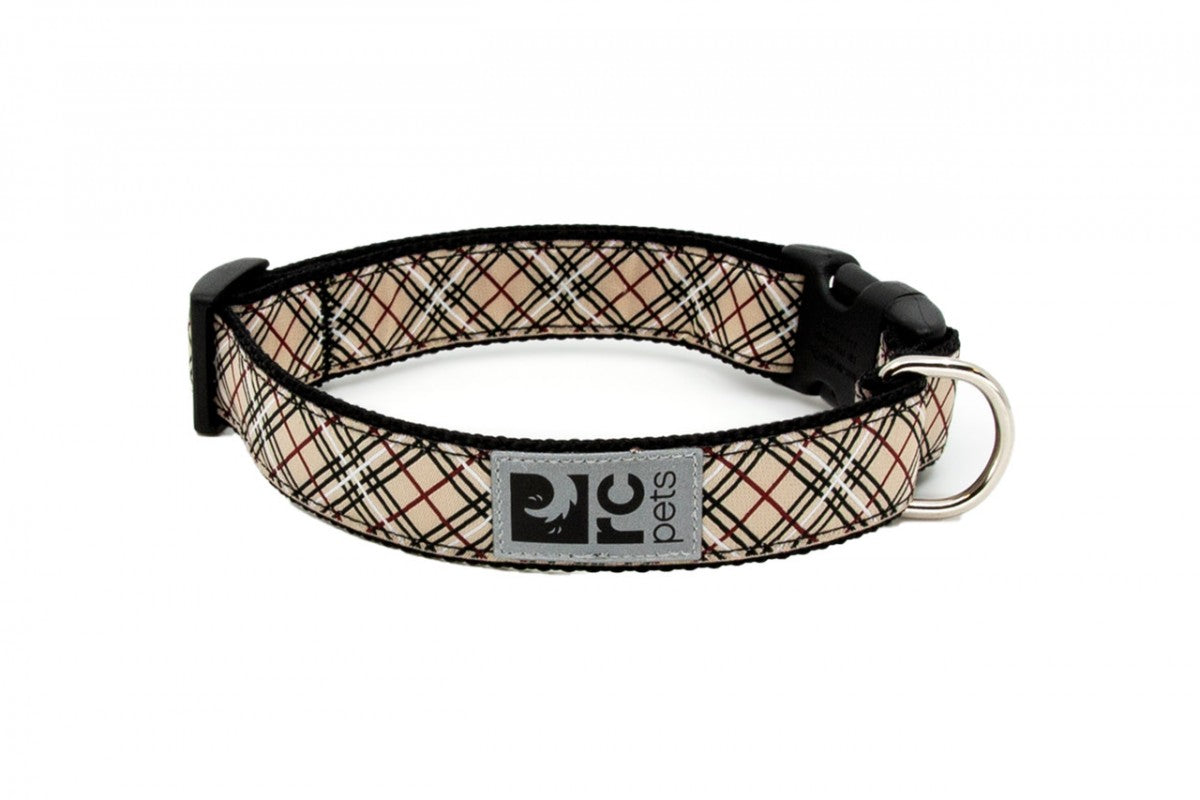 RC Pets - Clip Collar - TAN TARTAN - XSMALL - 0.625 x 7-9in