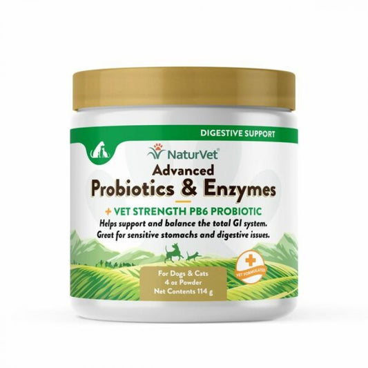 NaturVet - Advanced Probiotics & Enzymes Powder - 114GM (4oz)