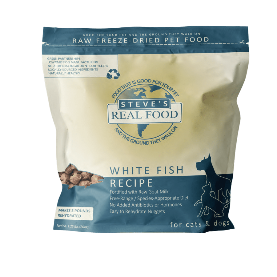 *S.O. - Up to 2 Week Wait* Steve's Real Food - FD Raw Nuggets WHITEFISH Dog Food - 20OZ (1.25lb)