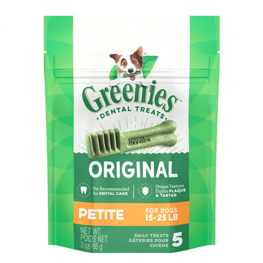 Greenies - Dental Chew ORIGINAL Dog Chew - PETITE - 85GM (3oz) - 5CT