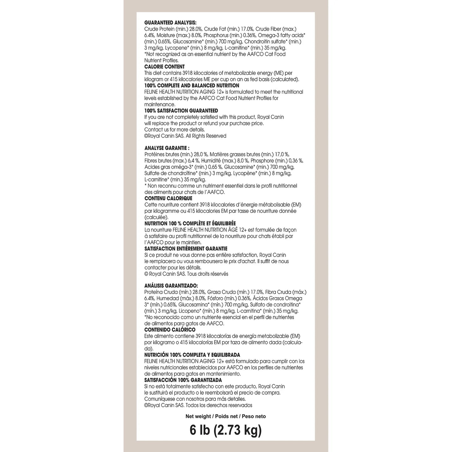 LocalID_65091 Royal Canin - Feline Health Nutrition Feline AGING 12+ Dry Cat Food - 2.73KG (6lb)