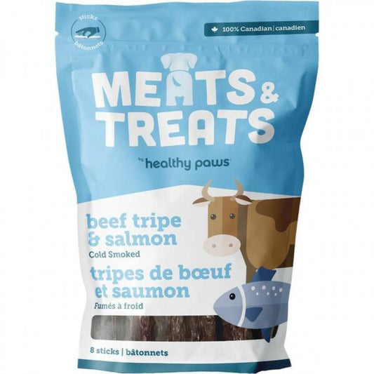 LocalID_70797 Healthy Paws - Cold Smoked Tripe SALMON and BEEF Dog Treats - 8PK