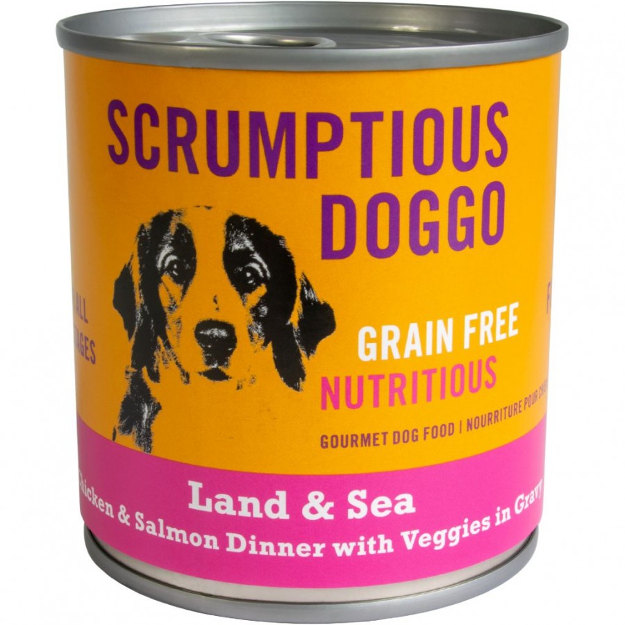 Scrumptious - LAND & SEA - CHICKEN SALMON & VEGGIE Dinner in Gravy Wet Dog Food - 255GM (9oz)