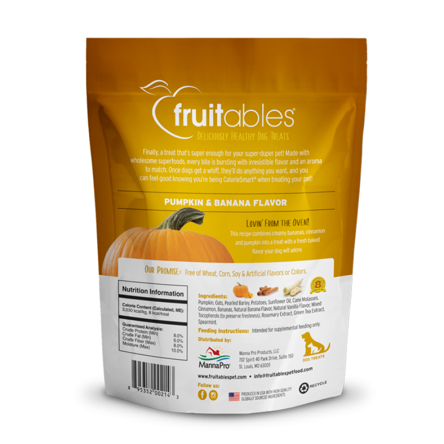 Fruitables - PUMPKIN and BANANA Crunchy Dog Treats - 340GM (12oz)