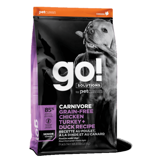 Petcurean - GO! Carnivore GF CHICKEN TURKEY DUCK SENIOR Dry Dog Food - 5.4KG (12lb)