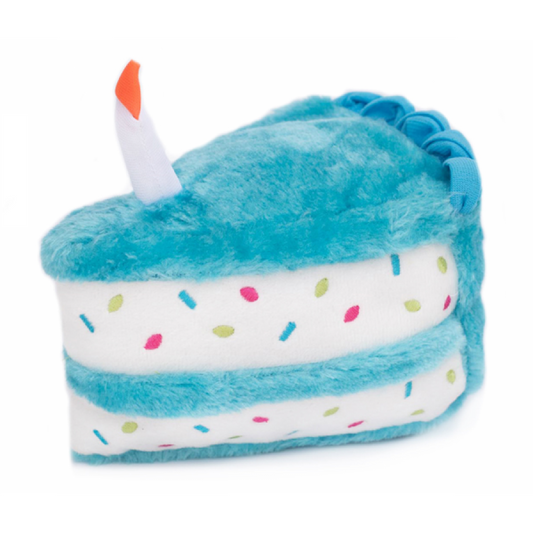 *S.O. - Up to 3 Week Wait* ZippyPaws - NomNomz Birthday Cake Squeaker Dog Toy - BLUE - 18CM (7in)