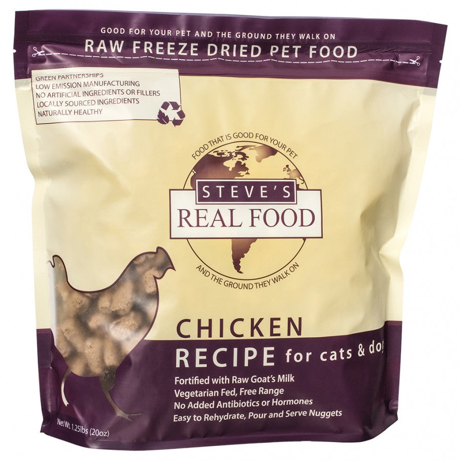 *S.O. - Up to 2 Week Wait* Steve's Real Food - FD Raw Nuggets CHICKEN Dog Food - 20OZ (1.25lb)