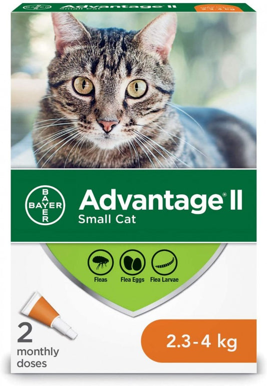 Bayer - Advantage® II Small Cat Once-A-Month Topical Flea Treatment - 2.3 to 4KG - 2 Doses