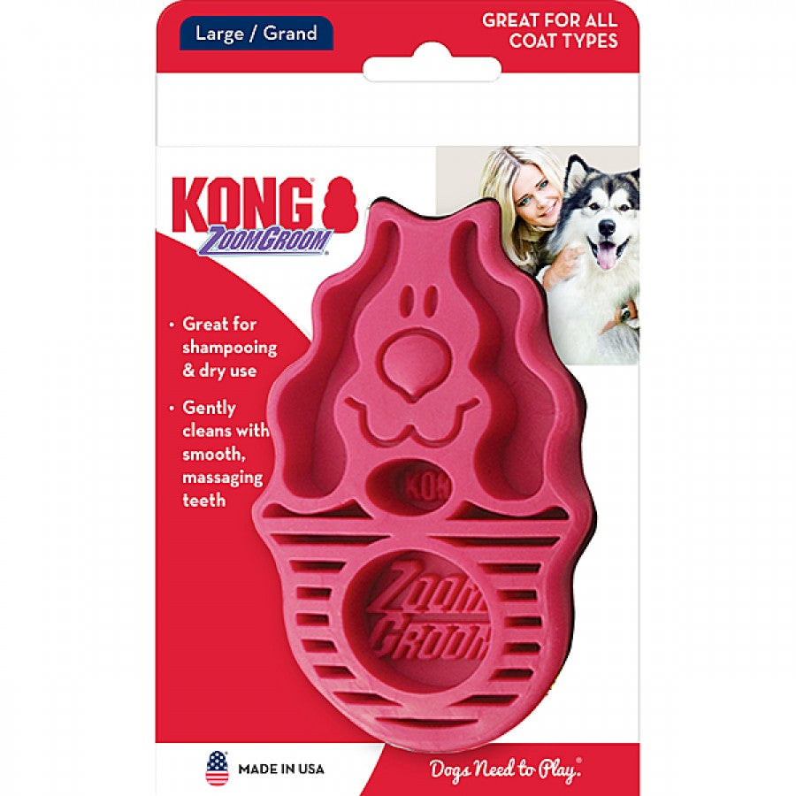 LocalID_70632 KONG - Zoom Groom Soft Dog Curry Brush - RASPBERRY - 12CM (4.7in)