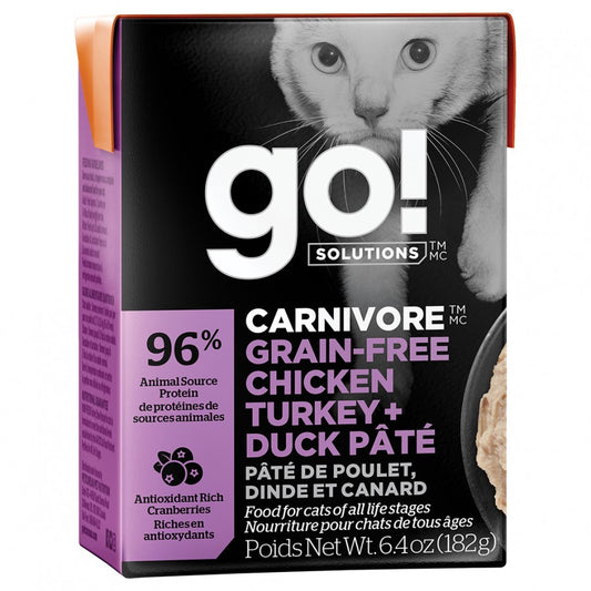 Petcurean - GO! Carnivore GF CHICKEN TURKEY DUCK Wet Cat Food - 182GM (6.4oz)