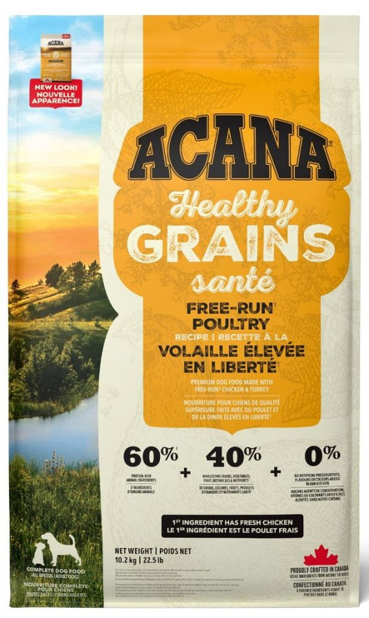 Champion Foods - Acana HEALTHY GRAINS - FREE-RUN POULTRY recipe Dry Dog Food - 10.2KG (22.5lb)