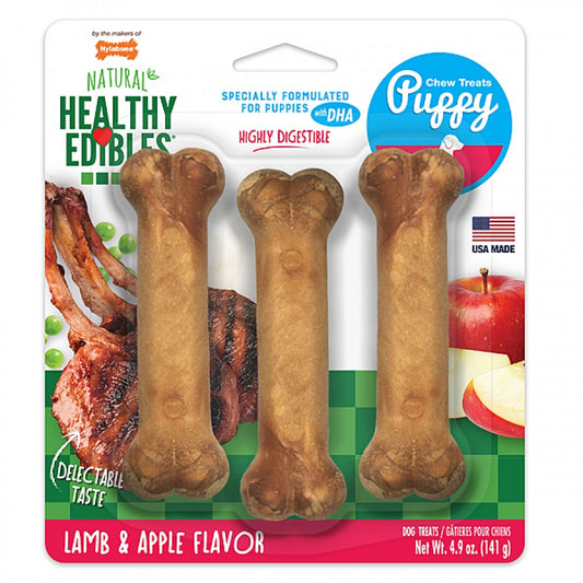 Nylabone - Healthy Edibles LAMB and APPLE Dog Chew - SMALL - 141GM (4.9oz) - 3PK