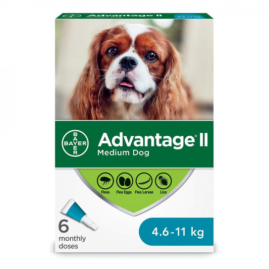 Bayer - K9 Advantage® II Medium Dog Once-A-Month Topical Flea Treatment - 4.6 to 11KG - 6 Doses