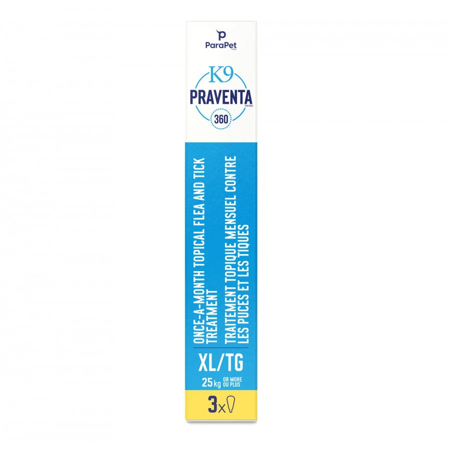 LocalID_71289 Parapet - K9 Praventa 360 Flea & Tick Treatment - XLARGE Dogs over 25KG - 3 Tubes
