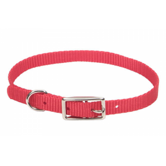 *DISC* Coastal - Standard Buckle Nylon Dog Collar - RED - .4 x 26CM - (3/8 x 10in)