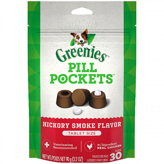 *S.O. - Up to 2 Week Wait* Greenies - Canine Pill Pockets HICKORY SMOKE Dog Treats - 91GM (3.2oz) - 30 Tabs