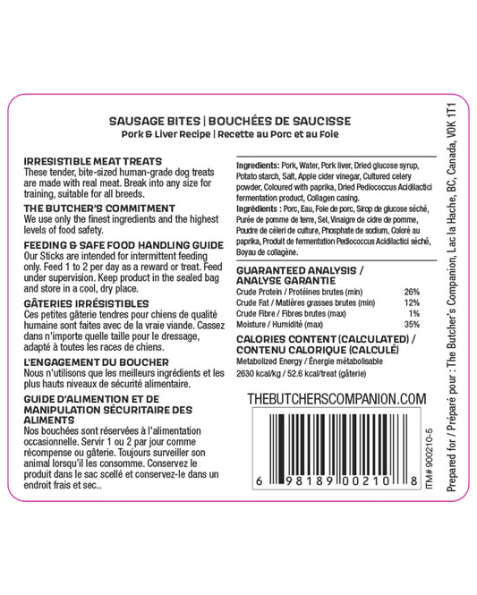 LocalID_69023 The Butcher's Companion - PORK and LIVER Sausage Links Dog Treats - 250GM (8.8oz)