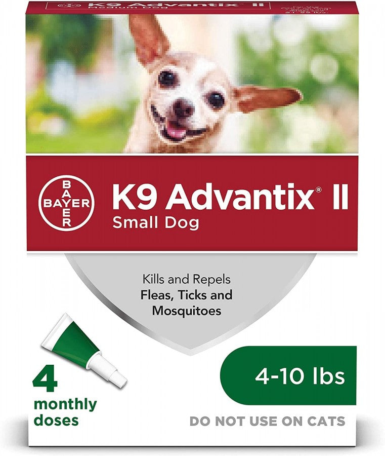 Bayer - K9 Advantix® II Small Dog Once-A-Month Topical Flea & Tick Treatment - Under 4.5KG - 4 Doses