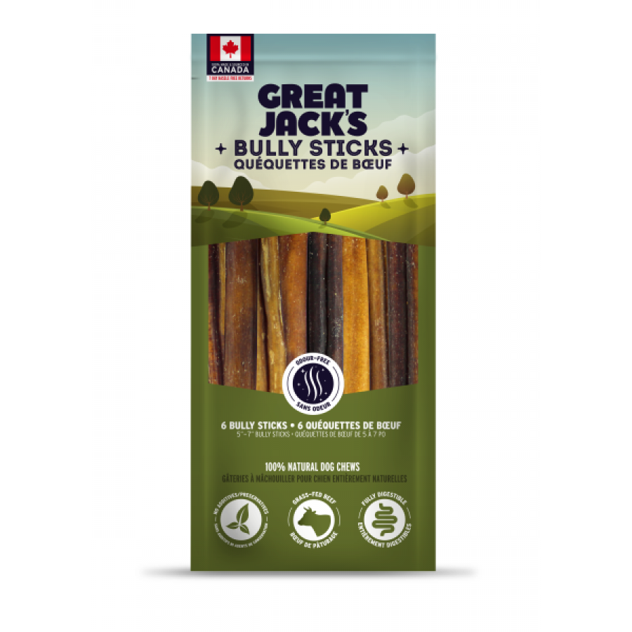 LocalID_70823 Canadian Jerky - Great Jack's Canadian Bully Sticks Dog Chew - 13-18CM (5-7in) - 6PK